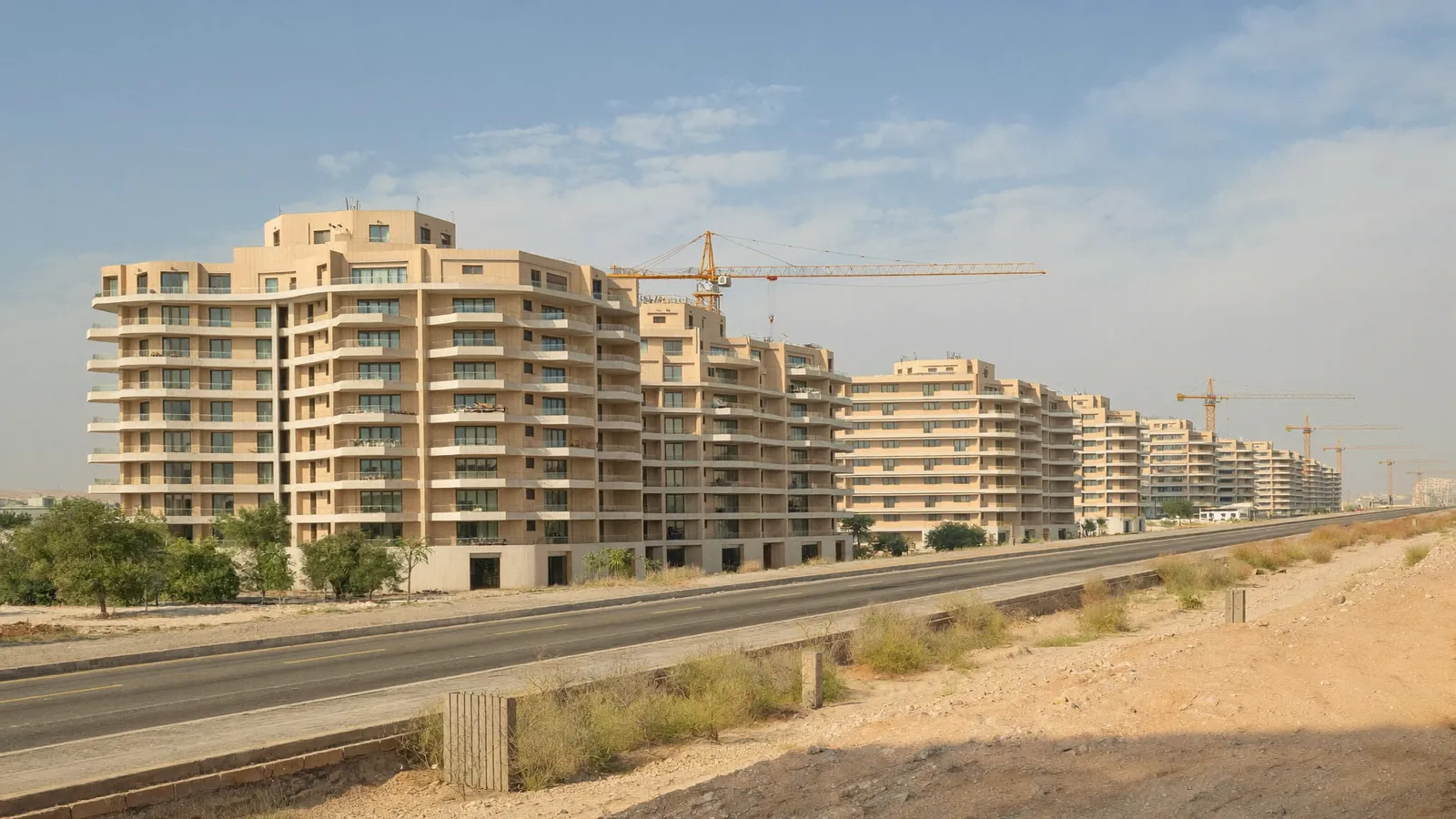 Residential streets and buildings in Al Barsha South, Dubai, served for AC repair